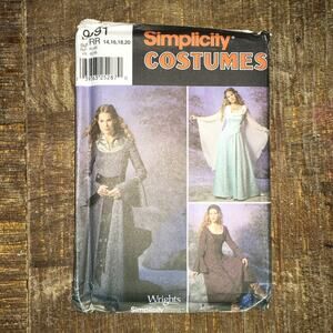 Simplicity SewingPattern 9891 Medieval Fantasy Cosplay LOTR GOT Dress 14-20UNCUT